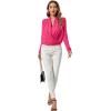 imageLYANER Womens Casual V Neck Cross Wrap Long Sleeve Solid Blouse Shirt TopRose Red
