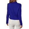 imageLYANER Womens Casual V Neck Cross Wrap Long Sleeve Solid Blouse Shirt TopRoyal Blue