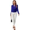 imageLYANER Womens Casual V Neck Cross Wrap Long Sleeve Solid Blouse Shirt TopRoyal Blue