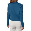 imageLYANER Womens Casual V Neck Cross Wrap Long Sleeve Solid Blouse Shirt TopTeal Blue