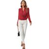 imageLYANER Womens Casual V Neck Cross Wrap Long Sleeve Solid Blouse Shirt TopWine Red