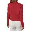 imageLYANER Womens Casual V Neck Cross Wrap Long Sleeve Solid Blouse Shirt TopWine Red