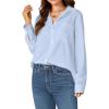 imageLYANER Womens Collar Buttons Down Long Sleeve Work Blouse Shirt Top with PocketLight Blue
