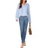 imageLYANER Womens Collar Buttons Down Long Sleeve Work Blouse Shirt Top with PocketLight Blue