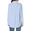 imageLYANER Womens Collar Buttons Down Long Sleeve Work Blouse Shirt Top with PocketLight Blue