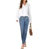 imageLYANER Womens Collar Buttons Down Long Sleeve Work Blouse Shirt Top with PocketWhite