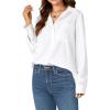 imageLYANER Womens Collar Buttons Down Long Sleeve Work Blouse Shirt Top with PocketWhite