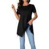imageLYANER Womens Crewneck Short Sleeve Tunic Top Loose Flowy Irregular Hem BlouseBlack