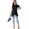 imageLYANER Womens Crewneck Short Sleeve Tunic Top Loose Flowy Irregular Hem BlouseBlack