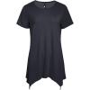 imageLYANER Womens Crewneck Short Sleeve Tunic Top Loose Flowy Irregular Hem BlouseBlack