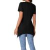 imageLYANER Womens Crewneck Short Sleeve Tunic Top Loose Flowy Irregular Hem BlouseBlack