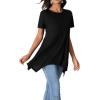imageLYANER Womens Crewneck Short Sleeve Tunic Top Loose Flowy Irregular Hem BlouseBlack