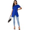 imageLYANER Womens Crewneck Short Sleeve Tunic Top Loose Flowy Irregular Hem BlouseBlue