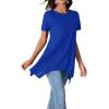 imageLYANER Womens Crewneck Short Sleeve Tunic Top Loose Flowy Irregular Hem BlouseBlue