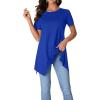 imageLYANER Womens Crewneck Short Sleeve Tunic Top Loose Flowy Irregular Hem BlouseBlue