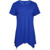 imageLYANER Womens Crewneck Short Sleeve Tunic Top Loose Flowy Irregular Hem BlouseBlue