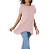 imageLYANER Womens Crewneck Short Sleeve Tunic Top Loose Flowy Irregular Hem BlouseDust Pink