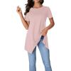 imageLYANER Womens Crewneck Short Sleeve Tunic Top Loose Flowy Irregular Hem BlouseDust Pink