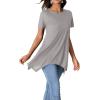 imageLYANER Womens Crewneck Short Sleeve Tunic Top Loose Flowy Irregular Hem BlouseGray