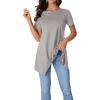 imageLYANER Womens Crewneck Short Sleeve Tunic Top Loose Flowy Irregular Hem BlouseGray