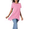 imageLYANER Womens Crewneck Short Sleeve Tunic Top Loose Flowy Irregular Hem BlousePink