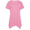 imageLYANER Womens Crewneck Short Sleeve Tunic Top Loose Flowy Irregular Hem BlousePink