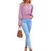 imageLYANER Womens Round Neck Frill Shirred Lantern Long Sleeve Blouse Office Shirt TopLight Purple