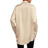imageLYANER Womens Satin Silk Collar V Neck Button Down Long Sleeve Blouse Shirt TopBeige
