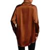 imageLYANER Womens Satin Silk Collar V Neck Button Down Long Sleeve Blouse Shirt TopBrown