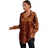 imageLYANER Womens Satin Silk Collar V Neck Button Down Long Sleeve Blouse Shirt TopBrown