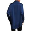 imageLYANER Womens Satin Silk Collar V Neck Button Down Long Sleeve Blouse Shirt TopDark Blue