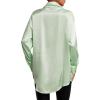 imageLYANER Womens Satin Silk Collar V Neck Button Down Long Sleeve Blouse Shirt TopLight Green