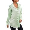 imageLYANER Womens Satin Silk Collar V Neck Button Down Long Sleeve Blouse Shirt TopLight Green