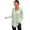 imageLYANER Womens Satin Silk Collar V Neck Button Down Long Sleeve Blouse Shirt TopLight Green