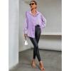 imageLYANER Womens Satin Silk Collar V Neck Button Down Long Sleeve Blouse Shirt TopLight Purple