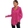 imageLYANER Womens Satin Silk Collar V Neck Button Down Long Sleeve Blouse Shirt TopRose