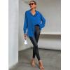 imageLYANER Womens Satin Silk Collar V Neck Button Down Long Sleeve Blouse Shirt TopRoyal Blue