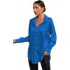 imageLYANER Womens Satin Silk Collar V Neck Button Down Long Sleeve Blouse Shirt TopRoyal Blue