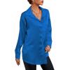 imageLYANER Womens Satin Silk Collar V Neck Button Down Long Sleeve Blouse Shirt TopRoyal Blue