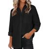 imageLYANER Womens Collar Buttons Down Long Sleeve Work Blouse Shirt Top with PocketBlack