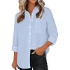 imageLYANER Womens Collar Buttons Down Long Sleeve Work Blouse Shirt Top with PocketLight Blue