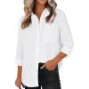 imageLYANER Womens Collar Buttons Down Long Sleeve Work Blouse Shirt Top with PocketWhite