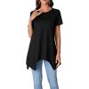 imageLYANER Womens Crewneck Short Sleeve Tunic Top Loose Flowy Irregular Hem BlouseBlack