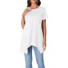 imageLYANER Womens Crewneck Short Sleeve Tunic Top Loose Flowy Irregular Hem BlouseWhite