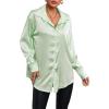 imageLYANER Womens Satin Silk Collar V Neck Button Down Long Sleeve Blouse Shirt TopLight Green