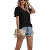imageLYANER Womens Casual Puff Short Sleeve Lace Trim Eyelet V Neck Shirt Blouse Tunic TopBlack