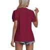 imageLYANER Womens Casual Puff Short Sleeve Lace Trim Eyelet V Neck Shirt Blouse Tunic TopBurgundy