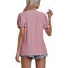 imageLYANER Womens Casual Puff Short Sleeve Lace Trim Eyelet V Neck Shirt Blouse Tunic TopDark Pink