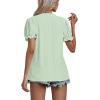 imageLYANER Womens Casual Puff Short Sleeve Lace Trim Eyelet V Neck Shirt Blouse Tunic TopLight Green