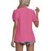 imageLYANER Womens Casual Puff Short Sleeve Lace Trim Eyelet V Neck Shirt Blouse Tunic TopRose Pink